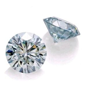 2 Ctw (Two 1 Carat 6.5 mm Stones) Round Ice Blue Loose Moissanite Gemstones
